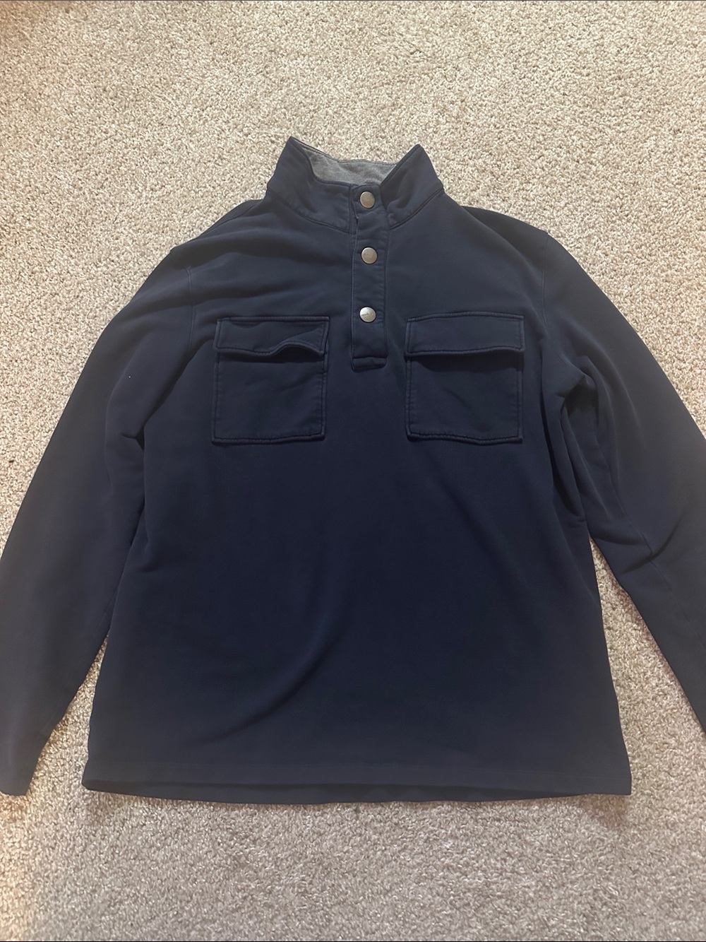 Michael Kors Navy Snap-Placket Pullover with Chest Pockets